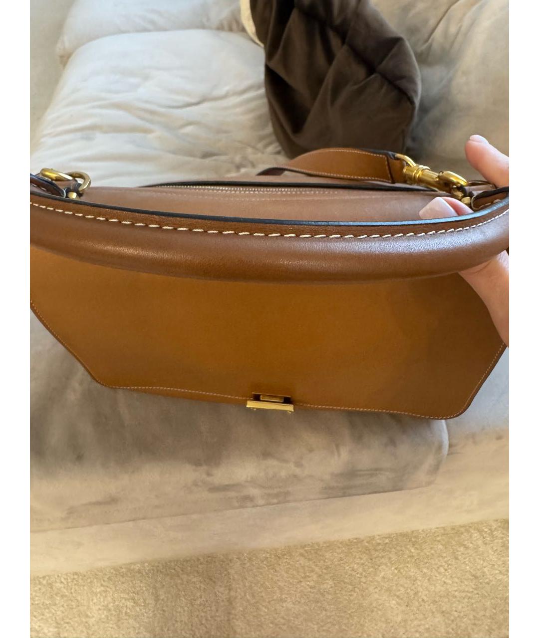 CELINE Коричневая кожаная сумка с короткими ручками, фото 7