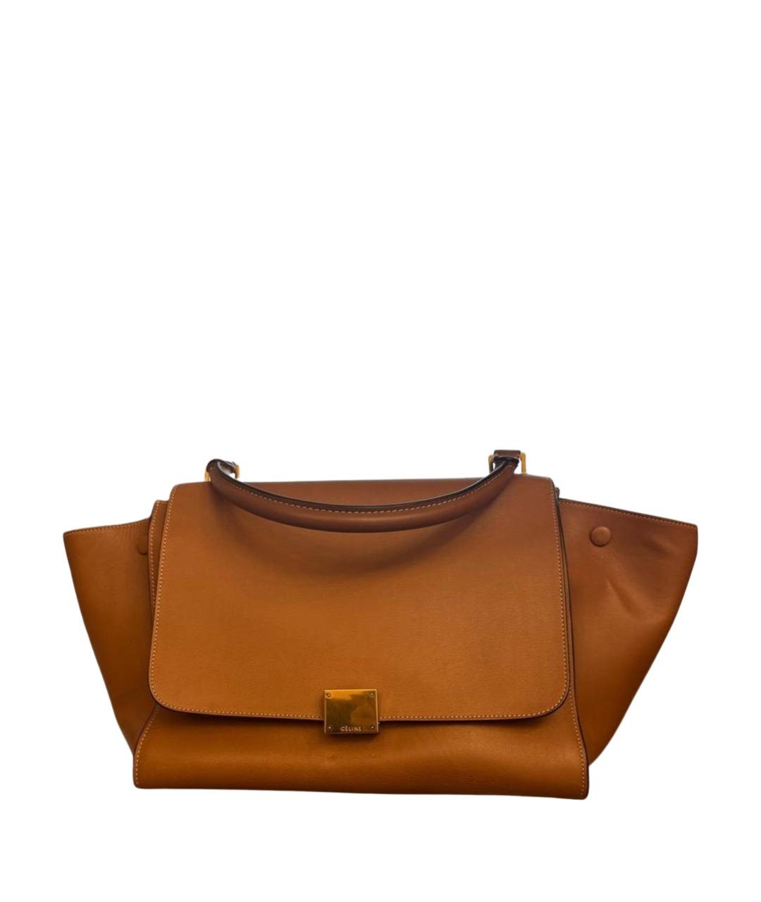 CELINE Коричневая кожаная сумка с короткими ручками, фото 1