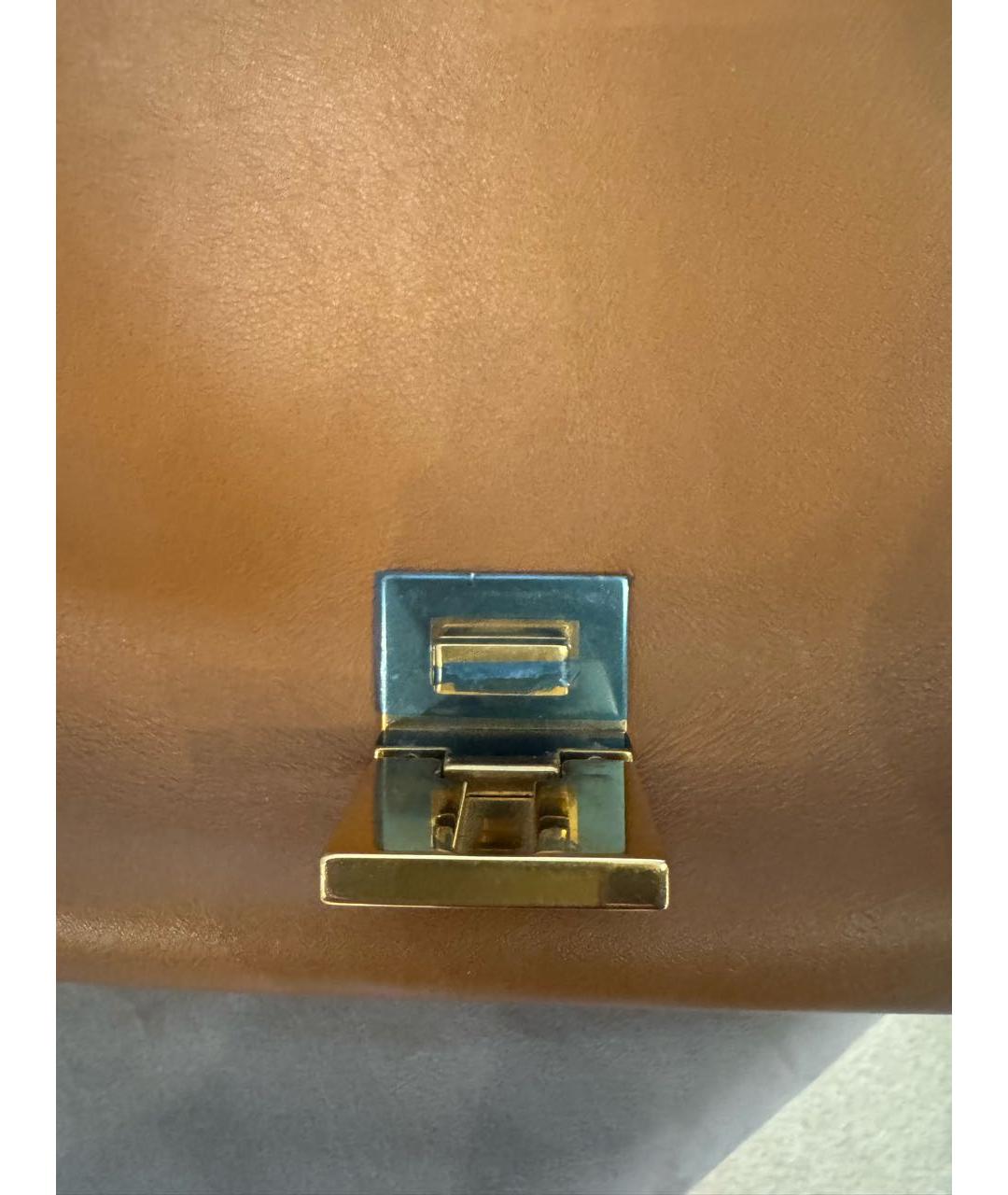 CELINE Коричневая кожаная сумка с короткими ручками, фото 5