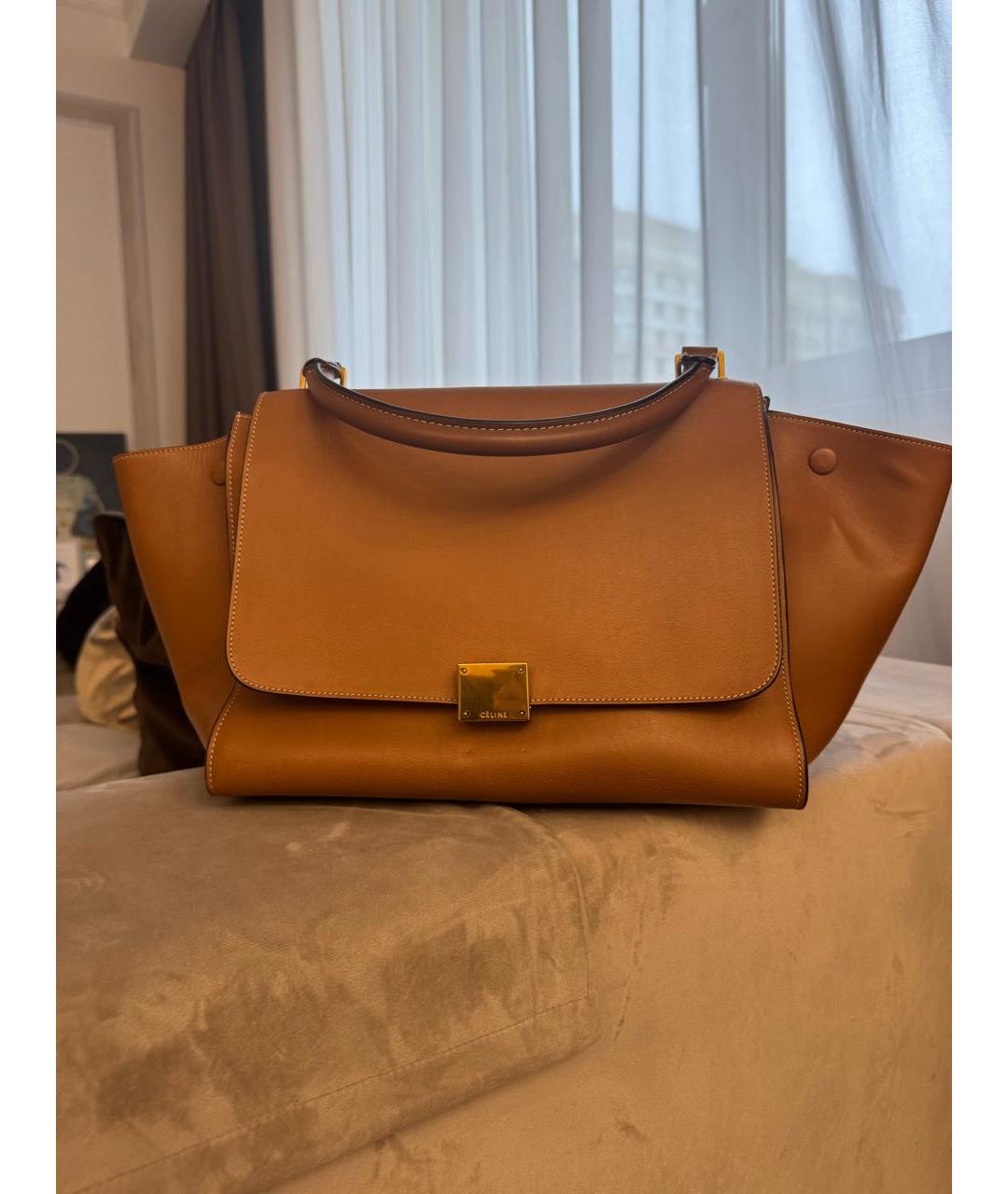 CELINE Коричневая кожаная сумка с короткими ручками, фото 9