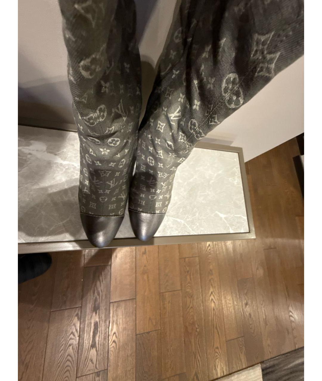 LOUIS VUITTON Серые текстильные сапоги, фото 3