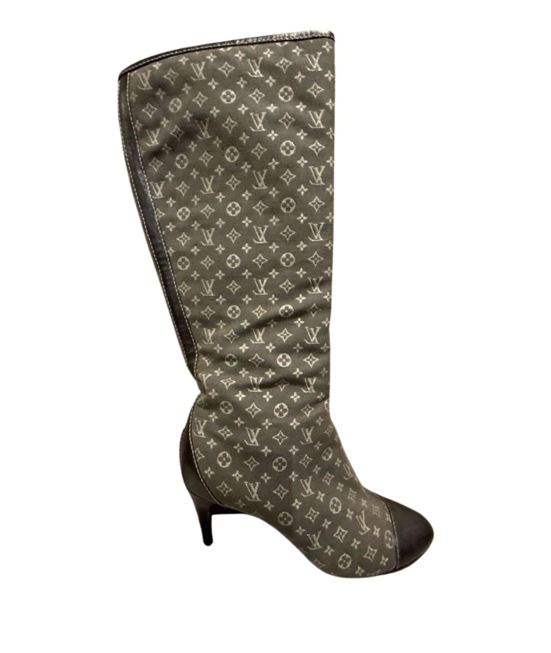 LOUIS VUITTON Серые текстильные сапоги, фото 1
