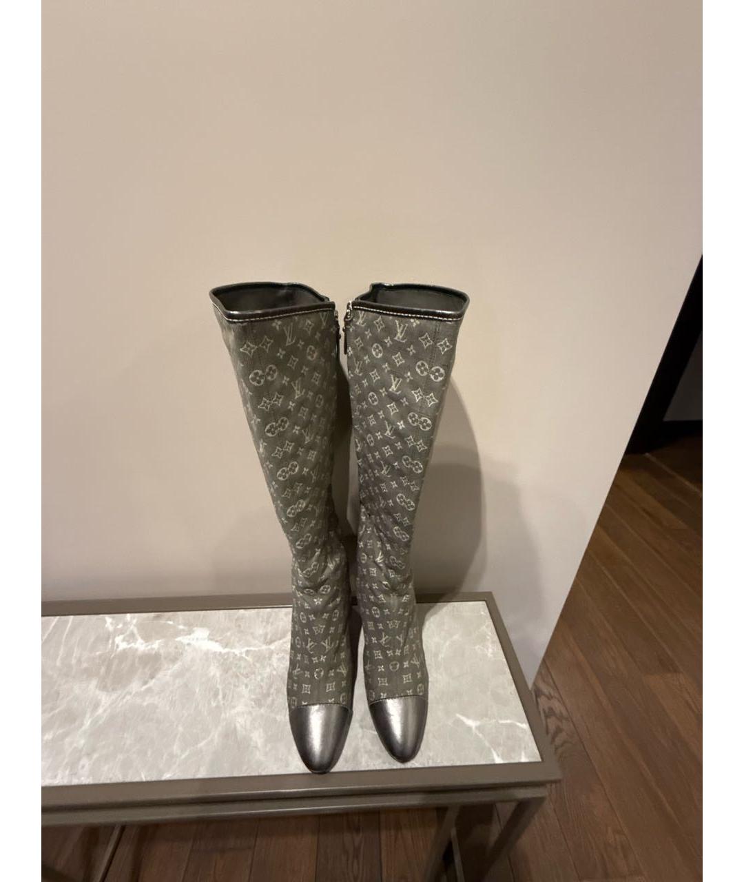 LOUIS VUITTON Серые текстильные сапоги, фото 2