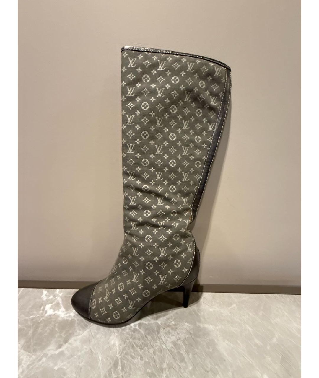 LOUIS VUITTON Серые текстильные сапоги, фото 5