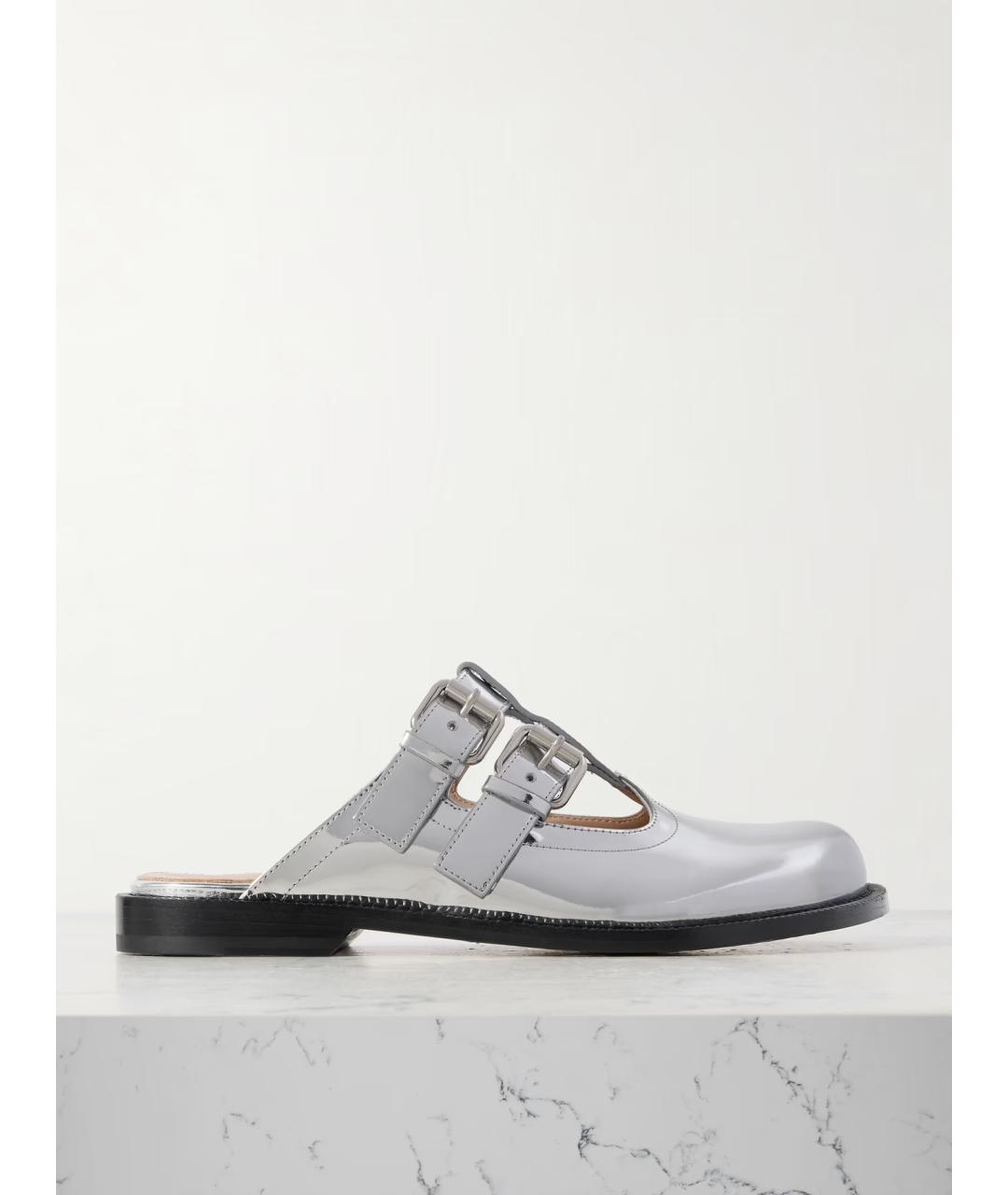 LOEWE Серебряные кожаные мюли, фото 6