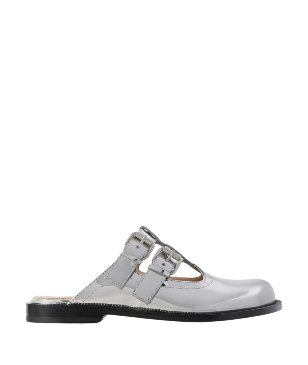 LOEWE Серебряные кожаные мюли, фото 1