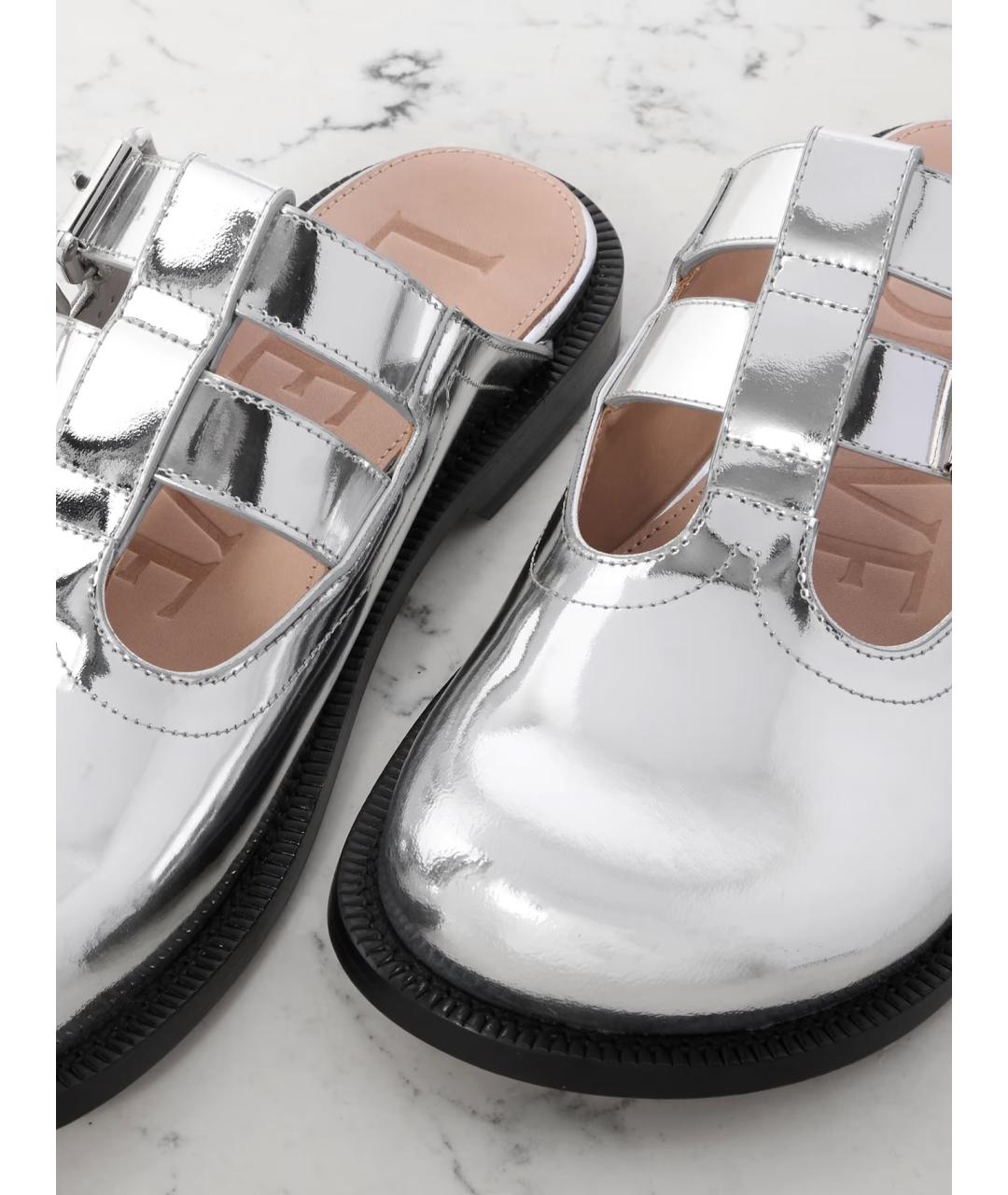 LOEWE Серебряные кожаные мюли, фото 4
