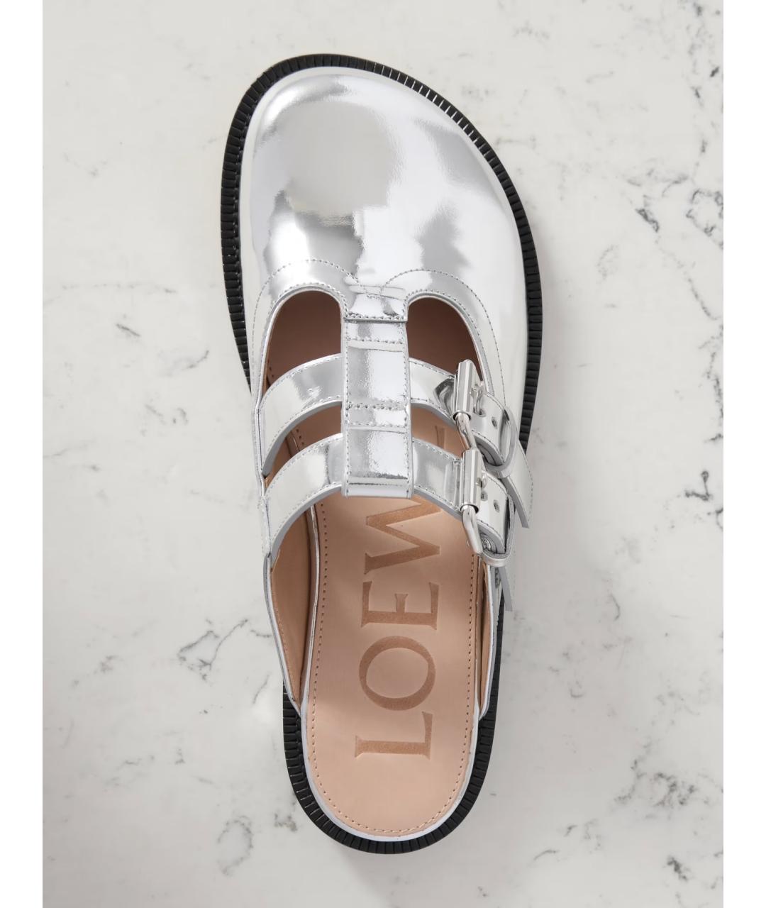 LOEWE Серебряные кожаные мюли, фото 3