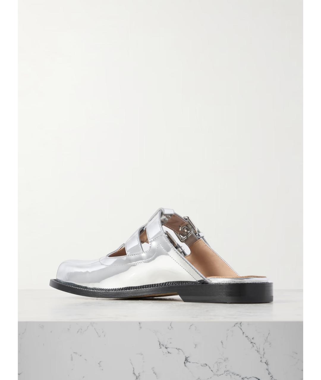 LOEWE Серебряные кожаные мюли, фото 5