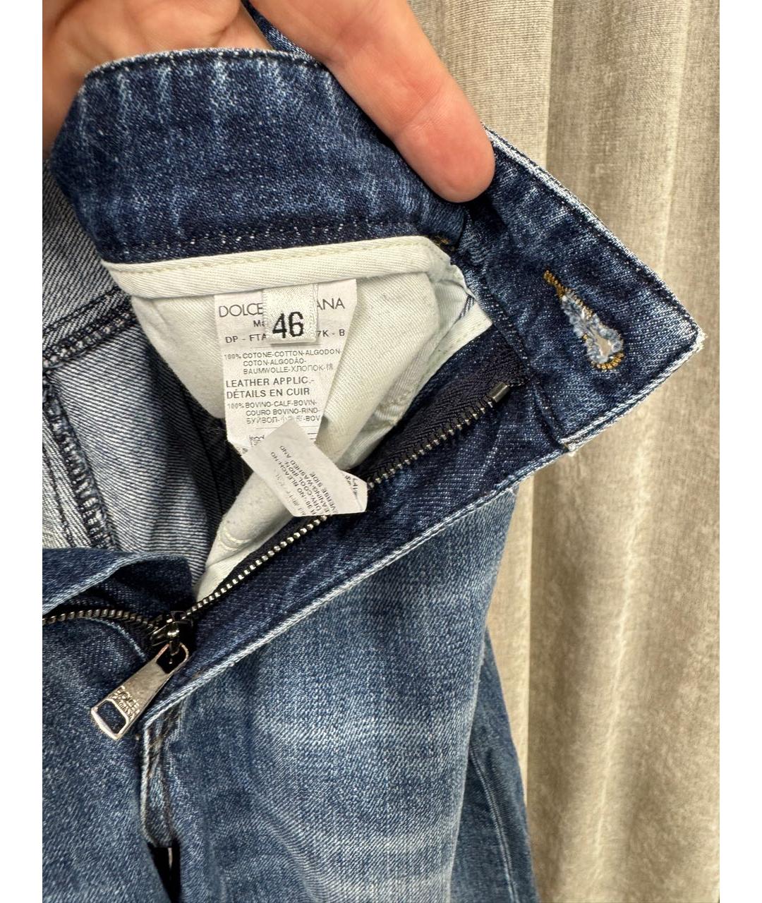 DOLCE&GABBANA Синие хлопковые прямые джинсы, фото 4