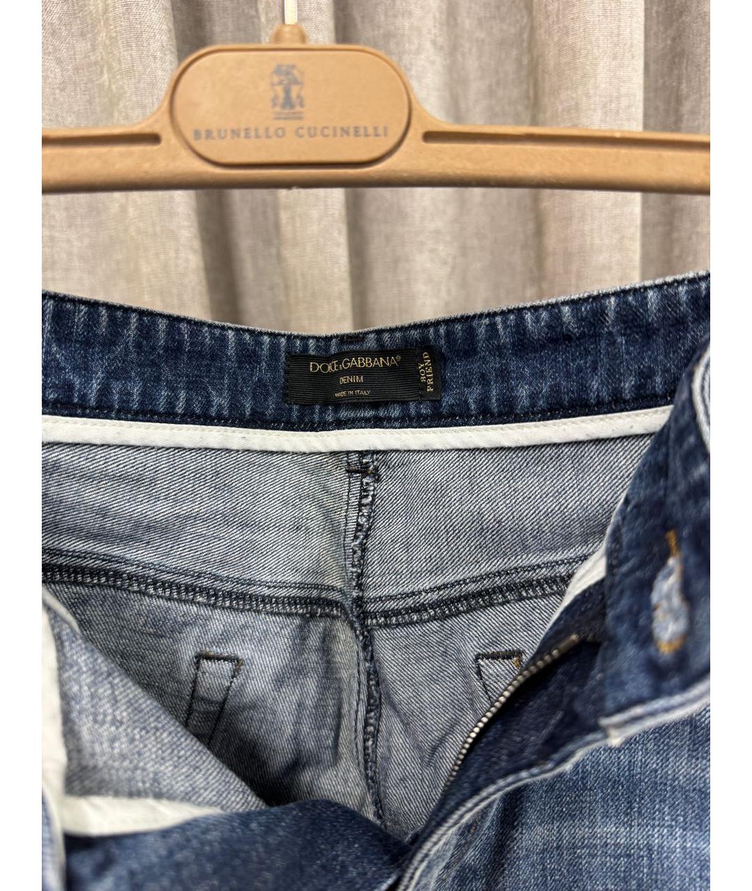 DOLCE&GABBANA Синие хлопковые прямые джинсы, фото 3