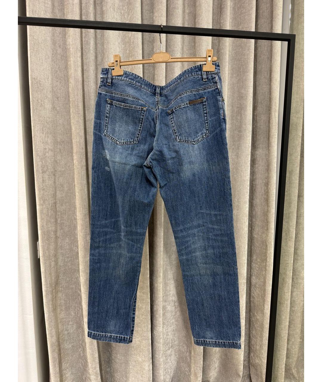 DOLCE&GABBANA Синие хлопковые прямые джинсы, фото 2