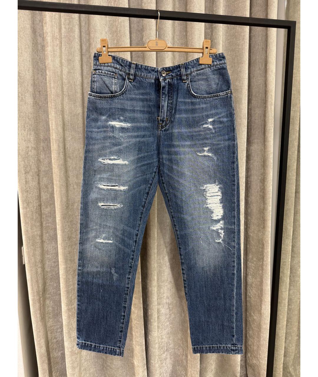 DOLCE&GABBANA Синие хлопковые прямые джинсы, фото 5