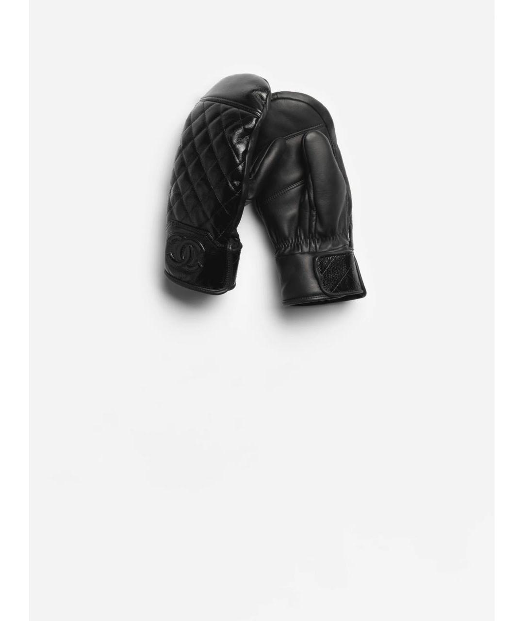 CHANEL Черные кожаные варежки, фото 3
