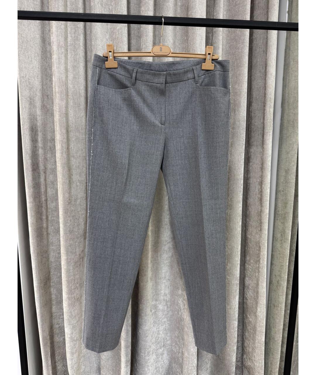 LORENA ANTONIAZZI Серые шерстяные брюки узкие, фото 5