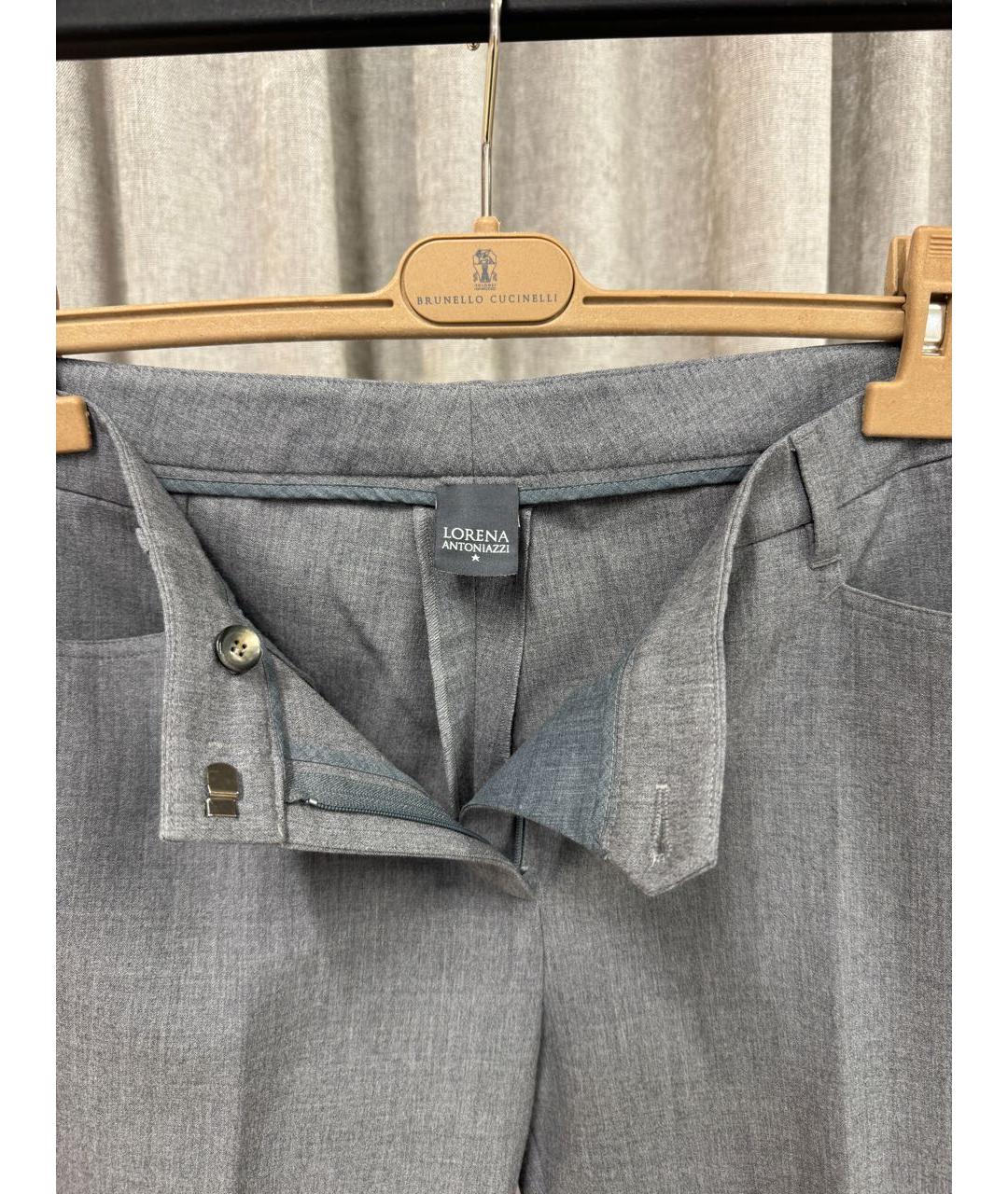 LORENA ANTONIAZZI Серые шерстяные брюки узкие, фото 3