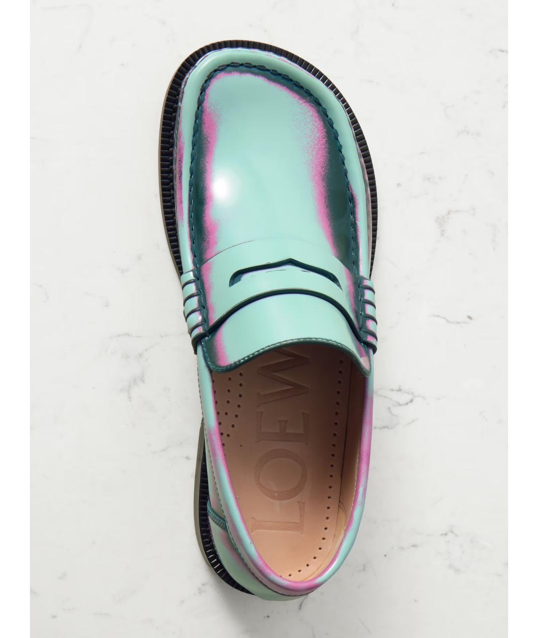 LOEWE Зеленые кожаные лоферы, фото 4