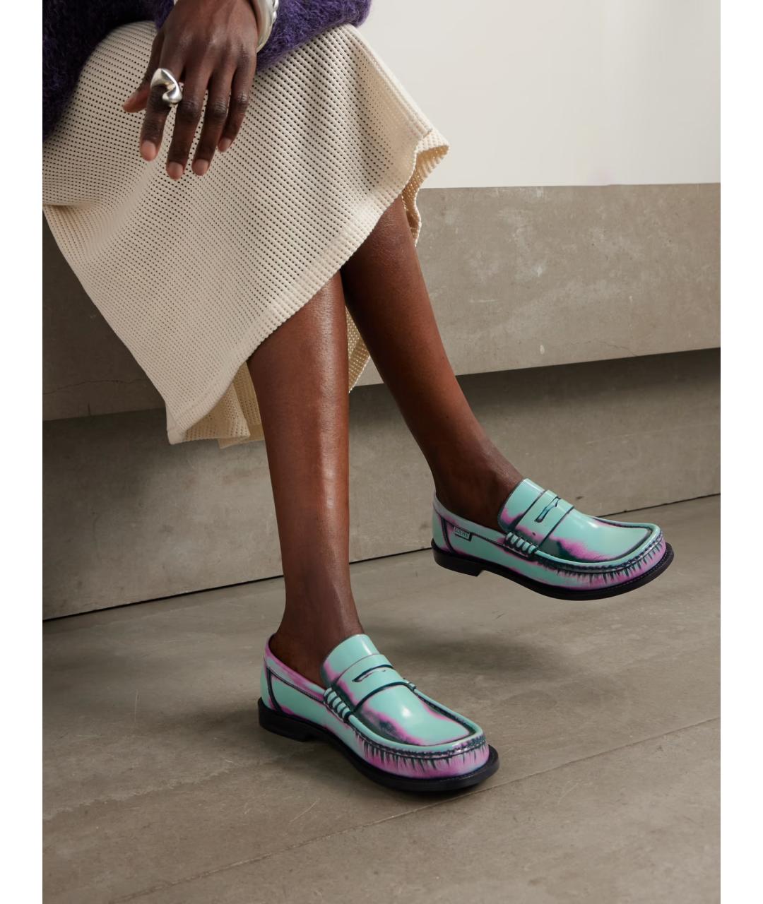 LOEWE Зеленые кожаные лоферы, фото 2