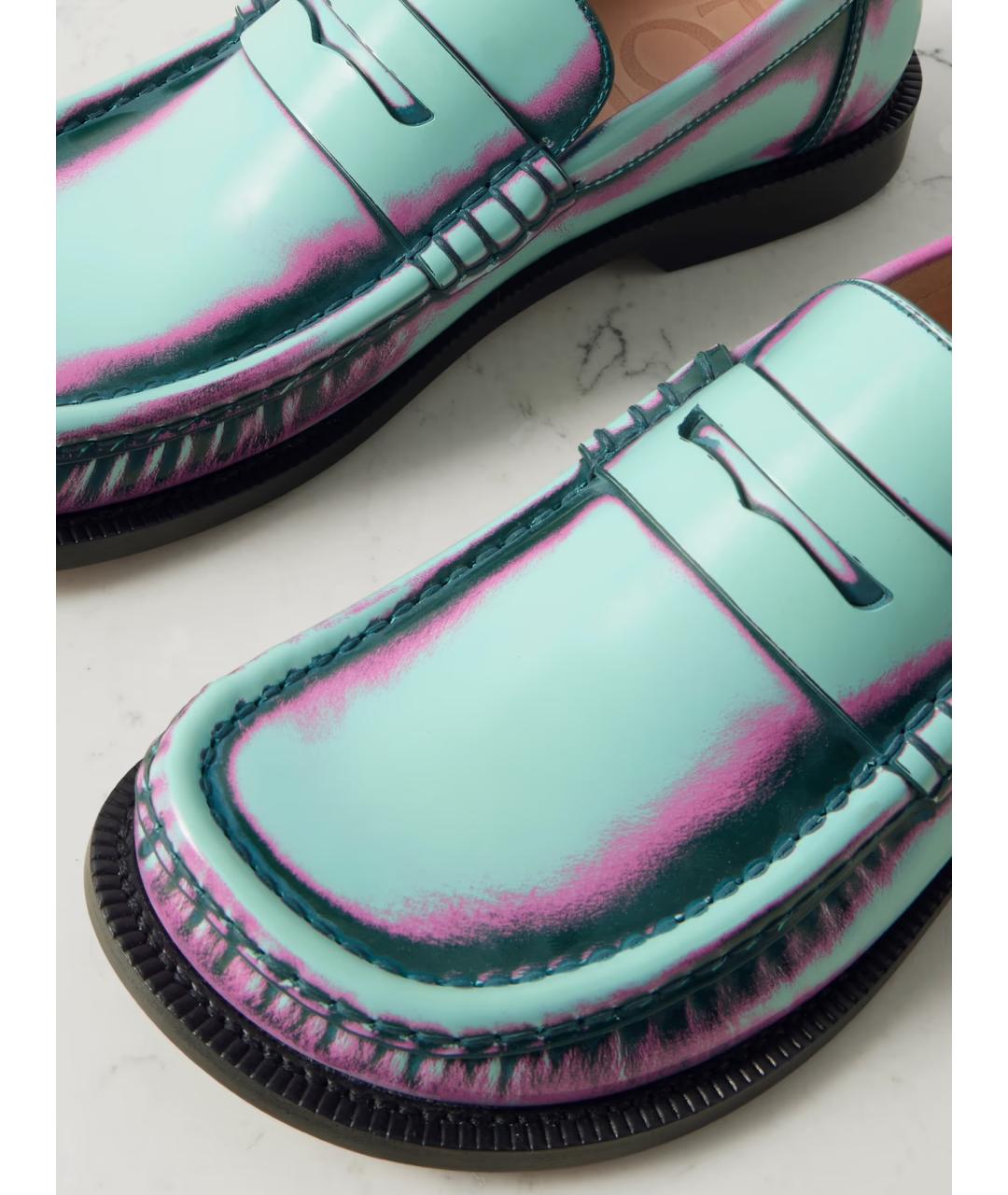 LOEWE Зеленые кожаные лоферы, фото 5