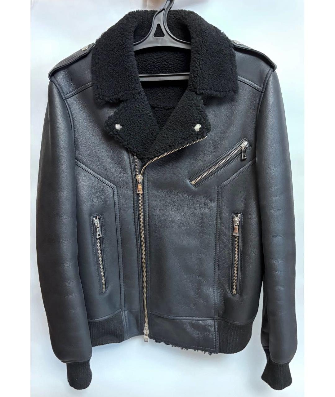 BALMAIN Черная кожаная дубленка/шуба, фото 5