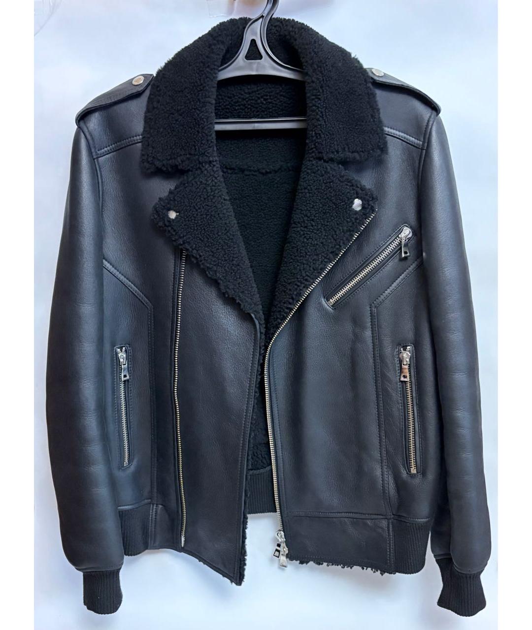 BALMAIN Черная кожаная дубленка/шуба, фото 6