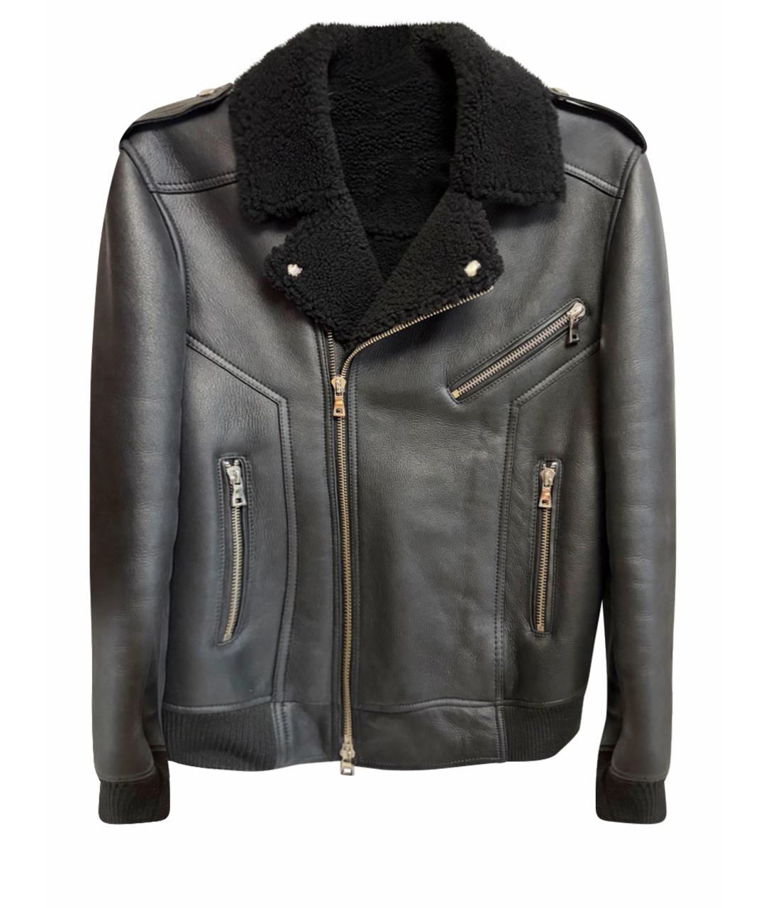 BALMAIN Черная кожаная дубленка/шуба, фото 1