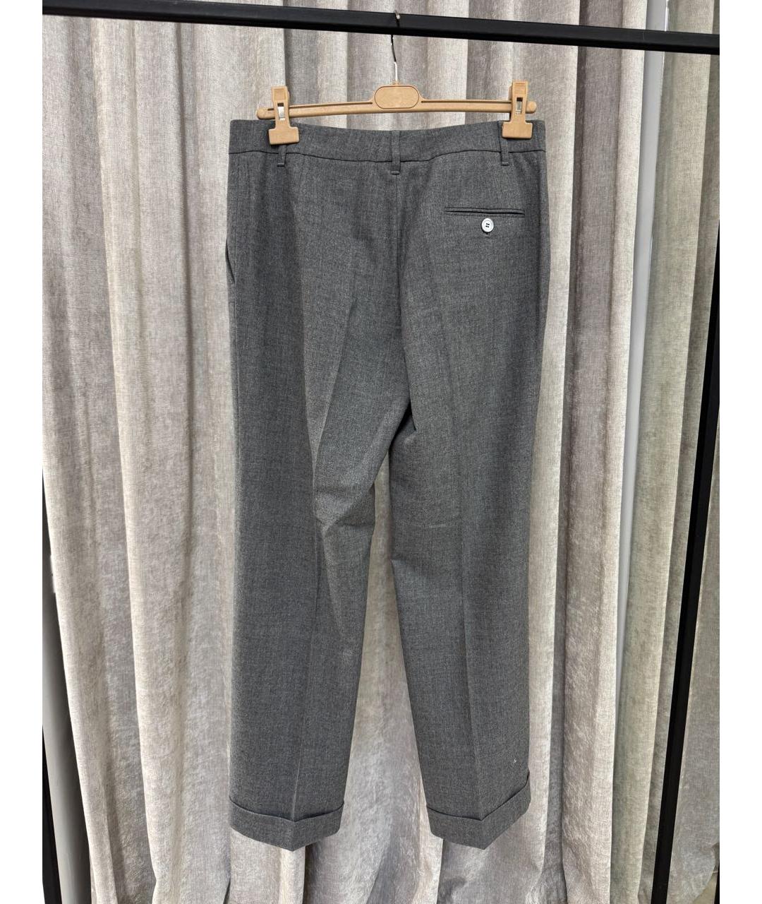 BRUNELLO CUCINELLI Серые шерстяные брюки широкие, фото 2