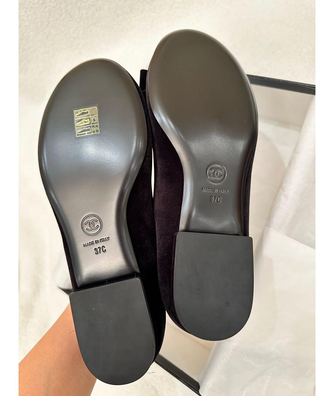 CHANEL Черные бархатные балетки, фото 4