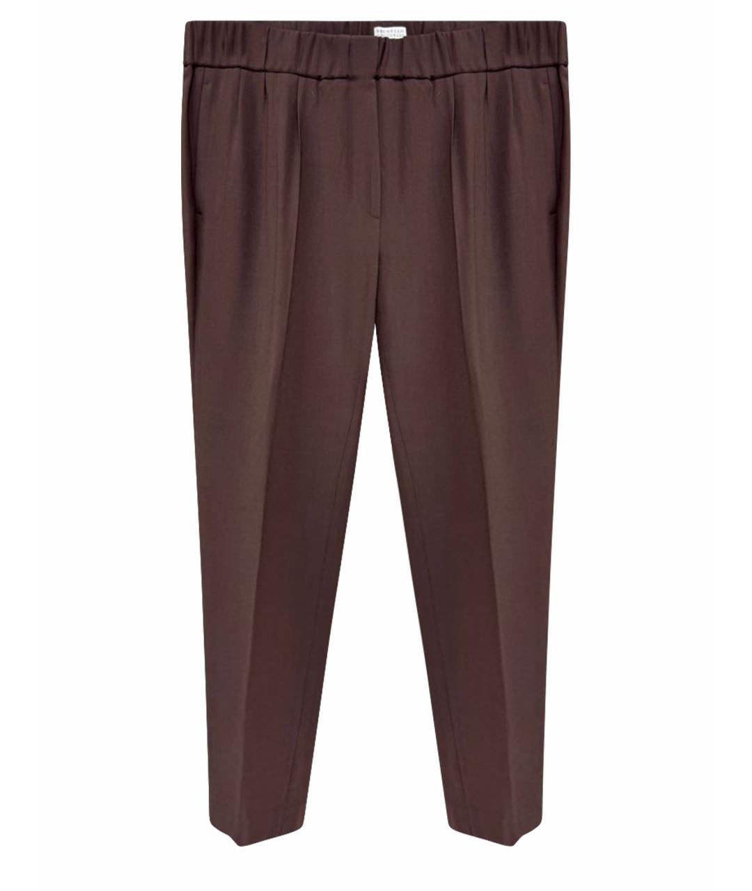 BRUNELLO CUCINELLI Коричневые вискозные брюки широкие, фото 1