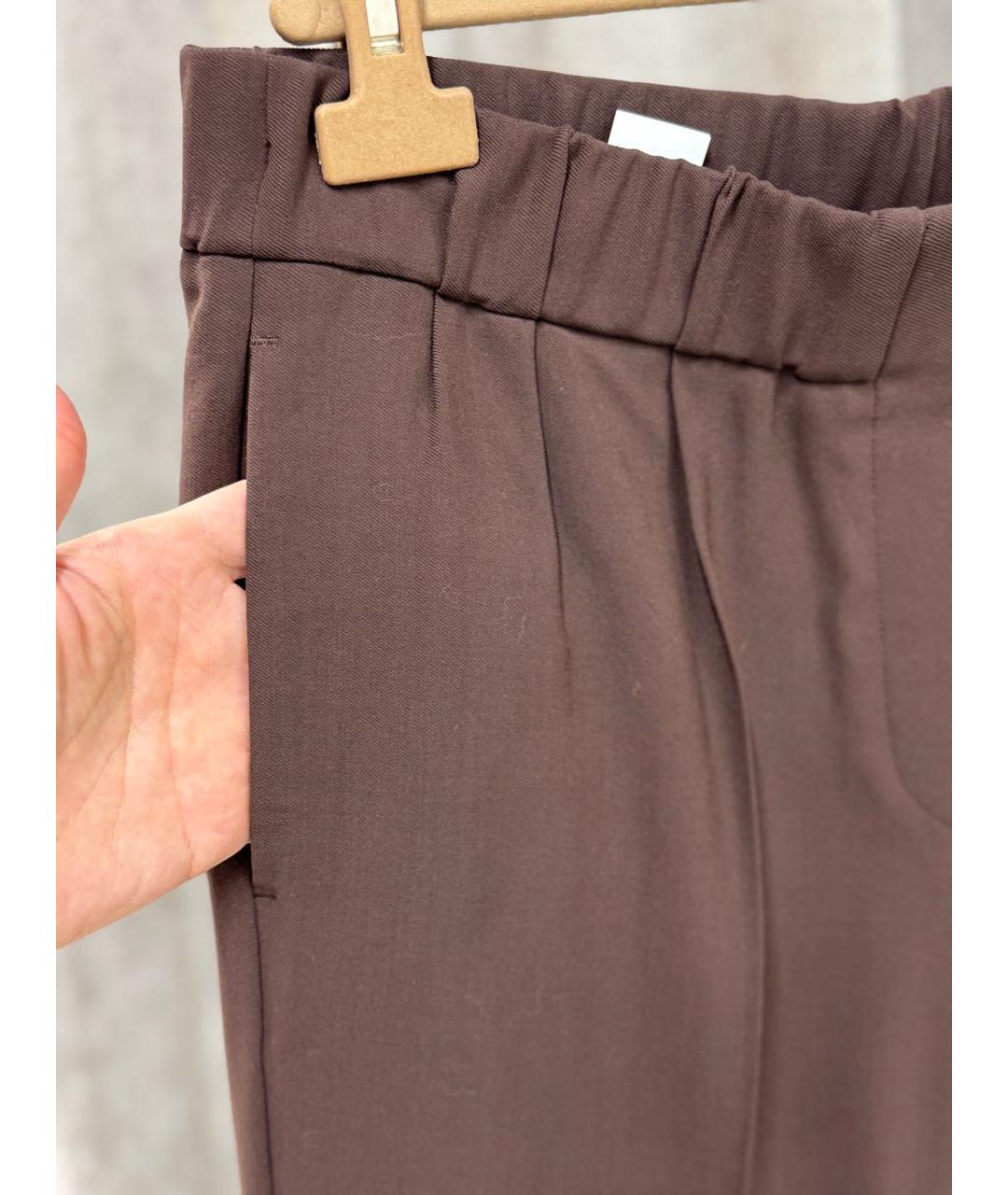 BRUNELLO CUCINELLI Коричневые вискозные брюки широкие, фото 4