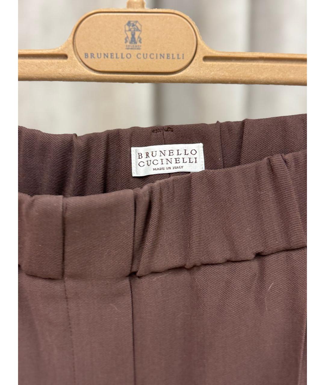 BRUNELLO CUCINELLI Коричневые вискозные брюки широкие, фото 3
