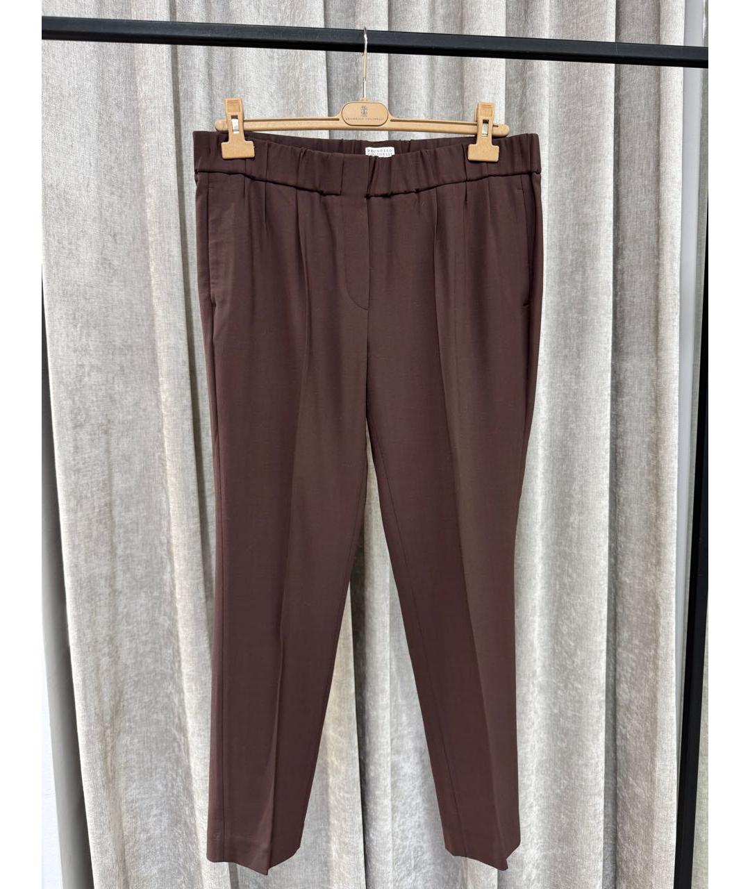 BRUNELLO CUCINELLI Коричневые вискозные брюки широкие, фото 5