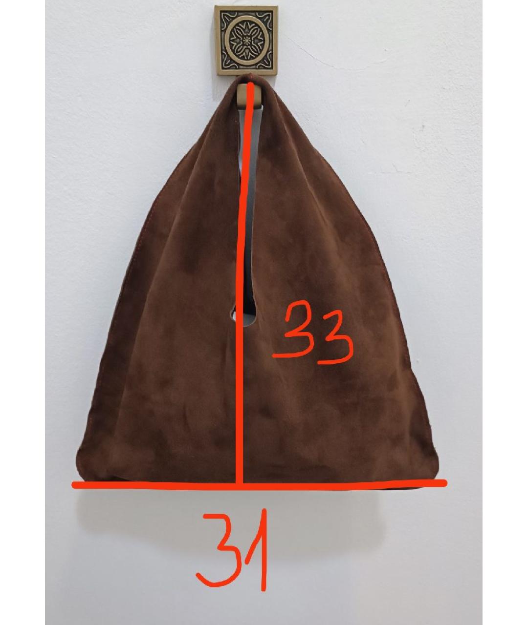 THE ROW Коричневая замшевая сумка с короткими ручками, фото 7
