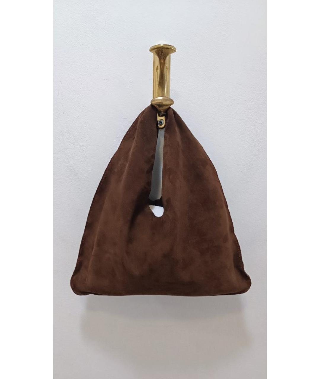 THE ROW Коричневая замшевая сумка с короткими ручками, фото 3