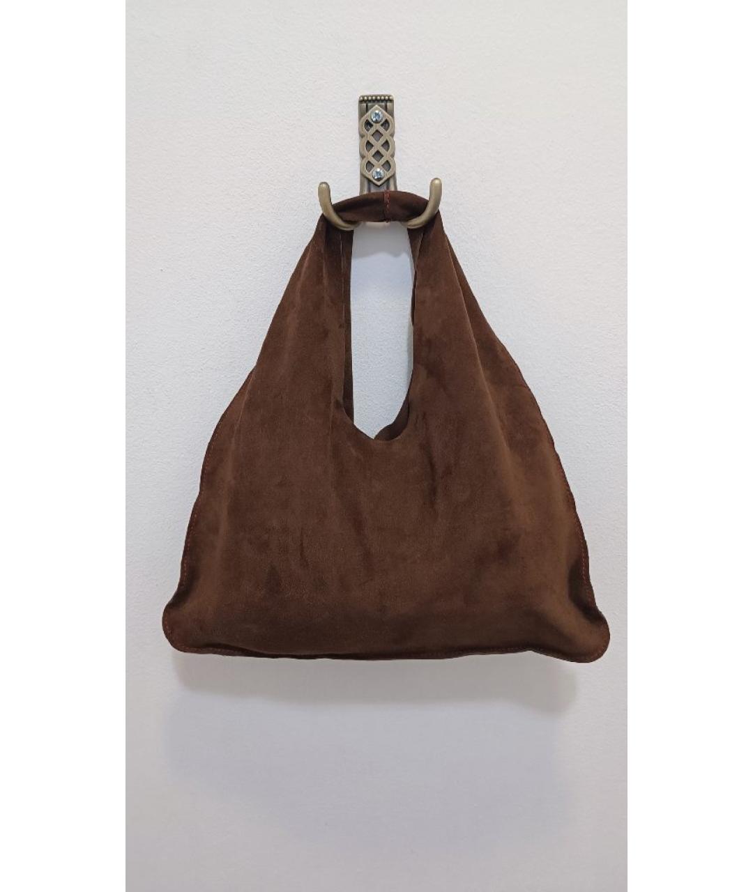 THE ROW Коричневая замшевая сумка с короткими ручками, фото 2