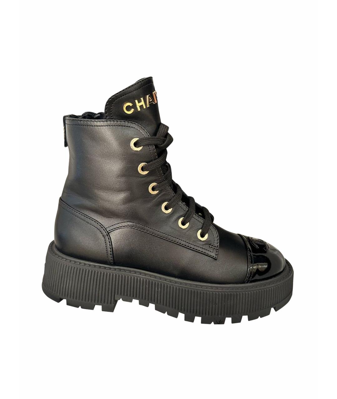 CHANEL Черные кожаные ботинки, фото 1