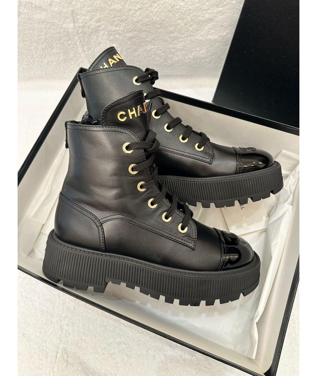 CHANEL Черные кожаные ботинки, фото 4