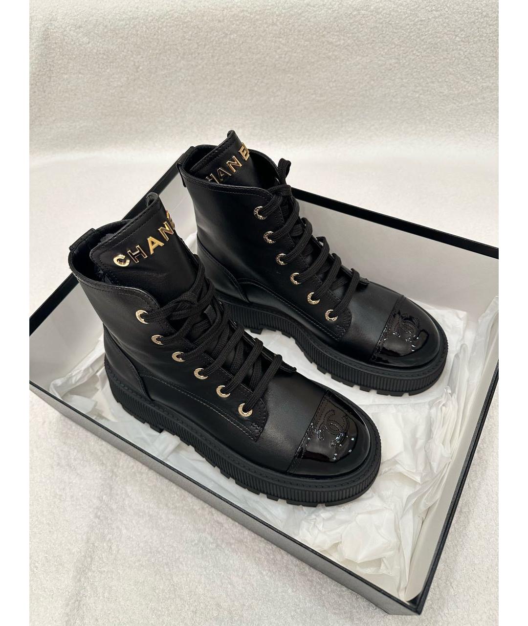 CHANEL Черные кожаные ботинки, фото 2