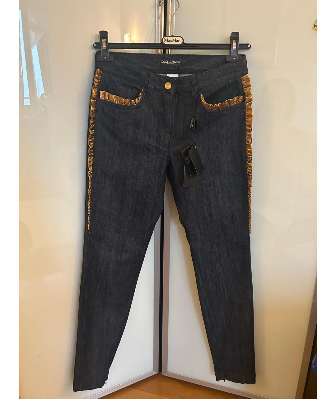 DOLCE&GABBANA Темно-синие хлопко-эластановые джинсы слим, фото 9