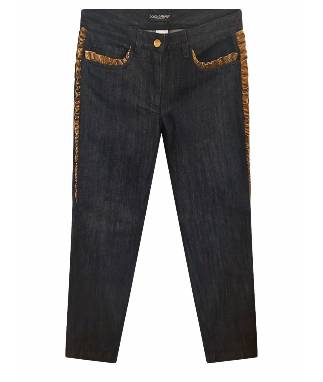 DOLCE&GABBANA Темно-синие хлопко-эластановые джинсы слим, фото 1