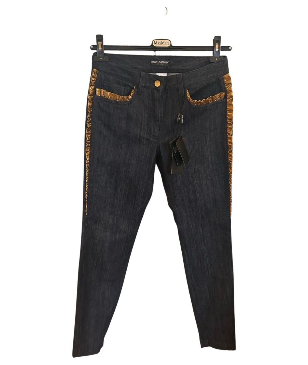 DOLCE&GABBANA Темно-синие хлопко-эластановые джинсы слим, фото 10