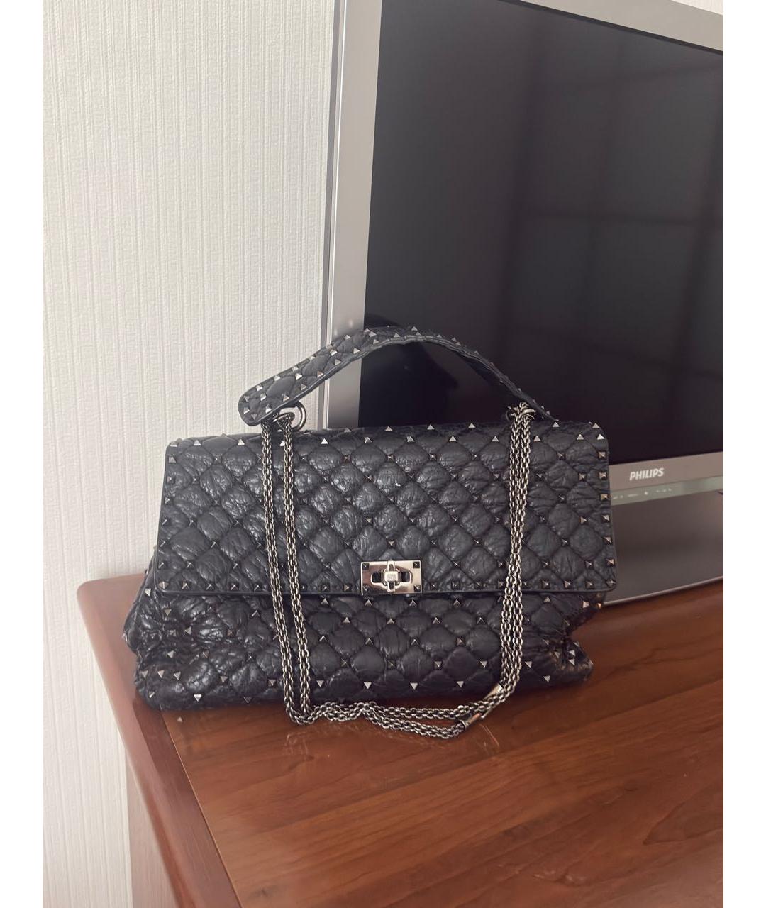 VALENTINO Черная кожаная сумка с короткими ручками, фото 2