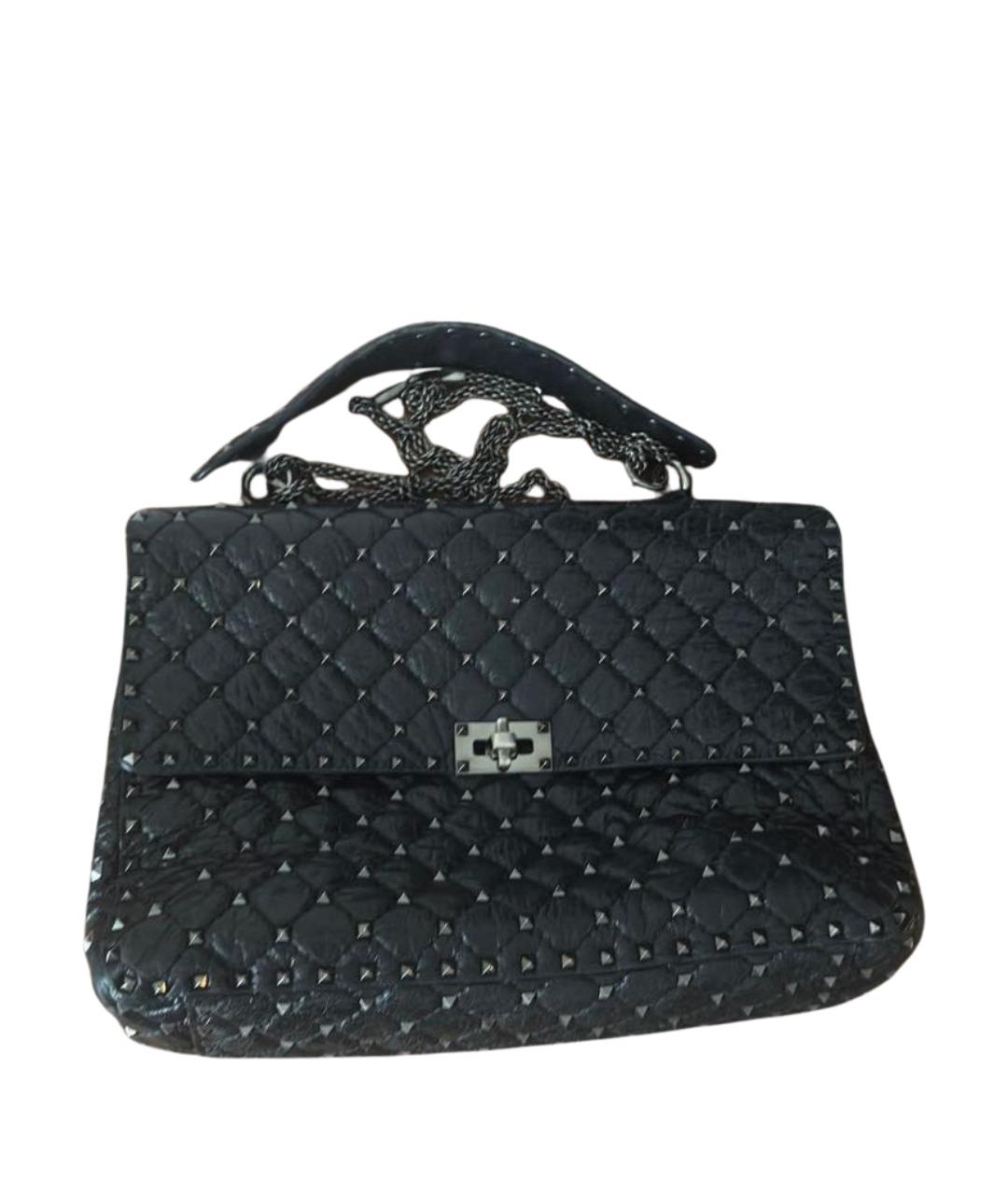 VALENTINO Черная кожаная сумка с короткими ручками, фото 1