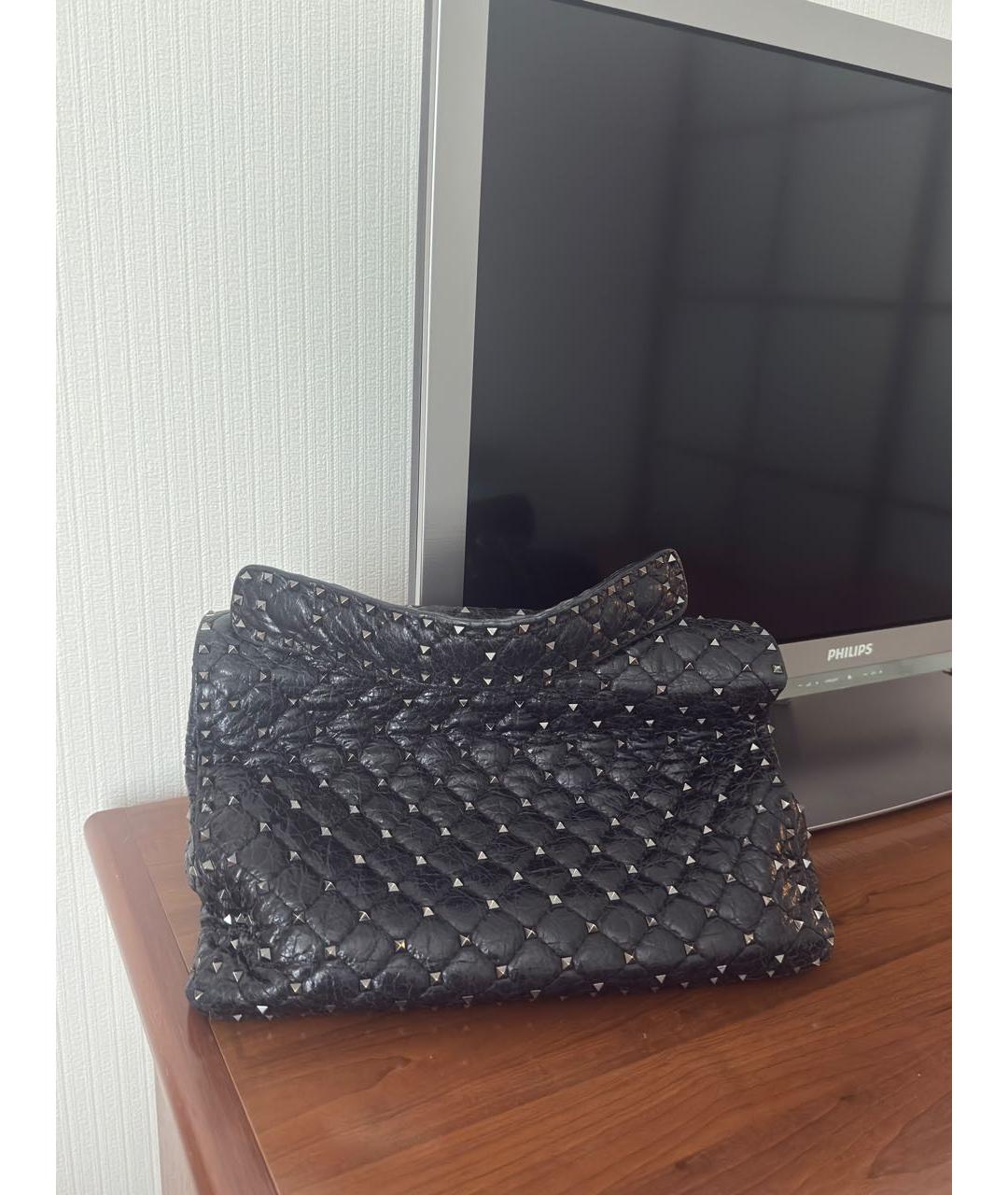 VALENTINO Черная кожаная сумка с короткими ручками, фото 3