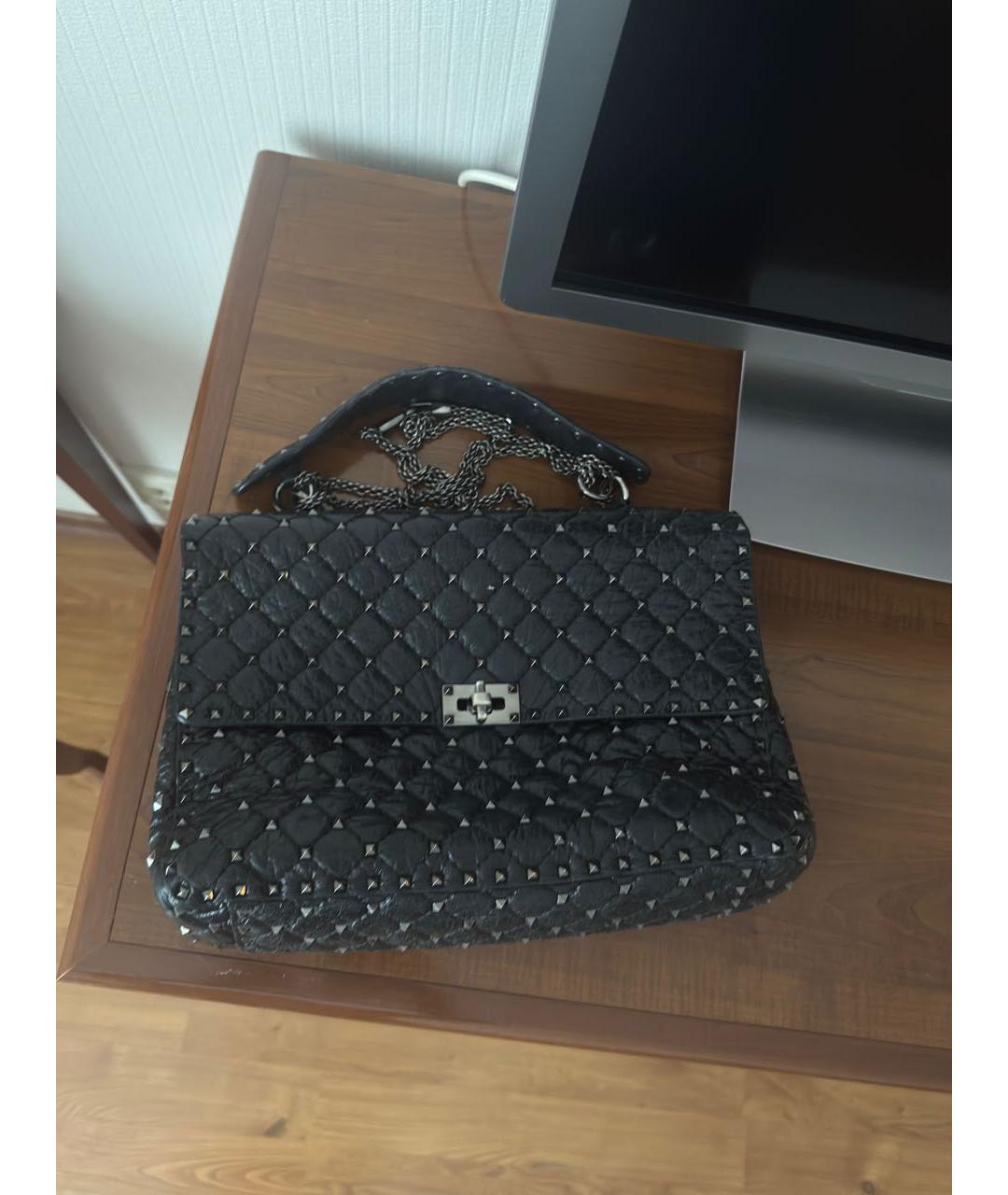 VALENTINO Черная кожаная сумка с короткими ручками, фото 7