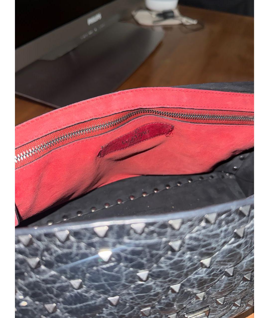 VALENTINO Черная кожаная сумка с короткими ручками, фото 4