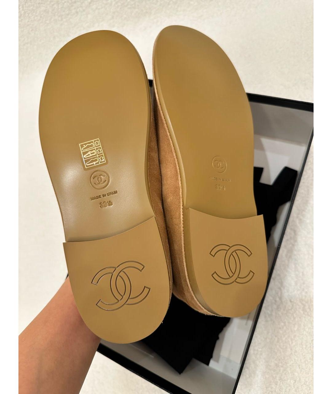 CHANEL Горчичные замшевые лоферы, фото 4