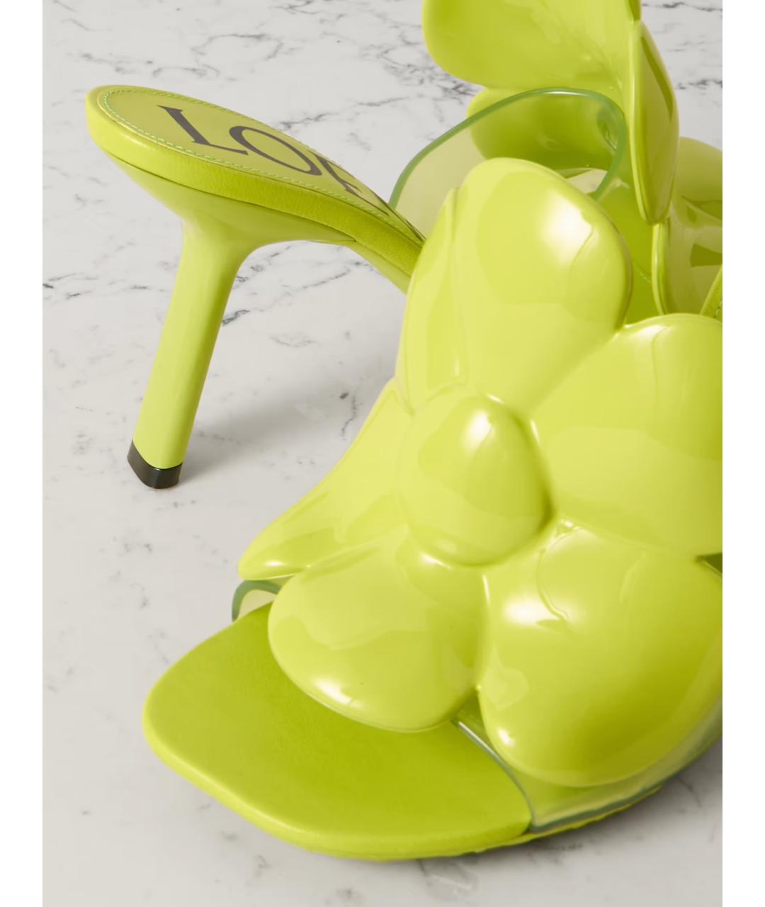 LOEWE Зеленые кожаные мюли, фото 4