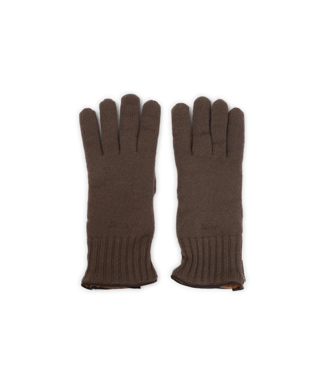 ZEGNA Коричневые кашемировые перчатки, фото 1