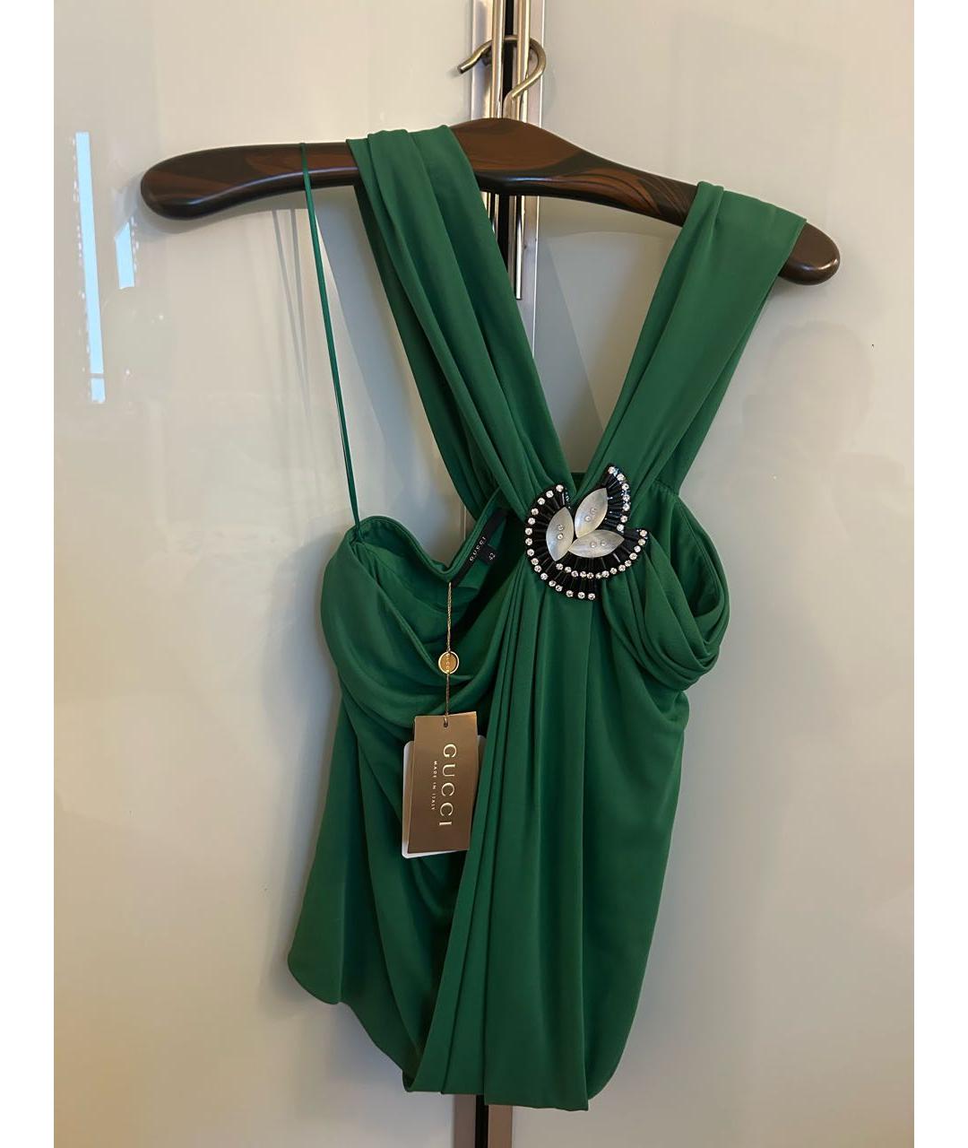 GUCCI Зеленая вискозная блузы, фото 4